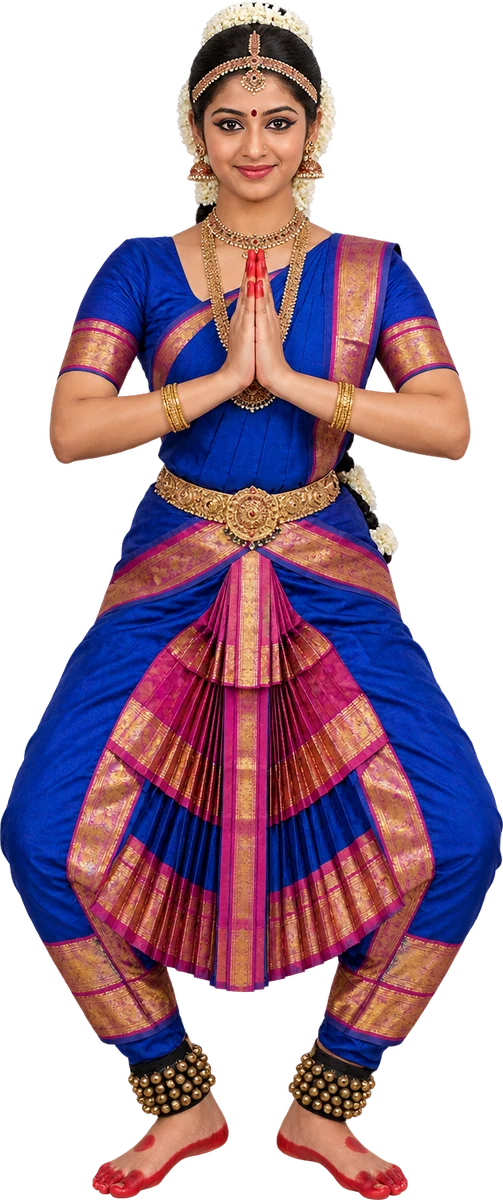 A Bharatanatyam dancer greeting you with namaskaram